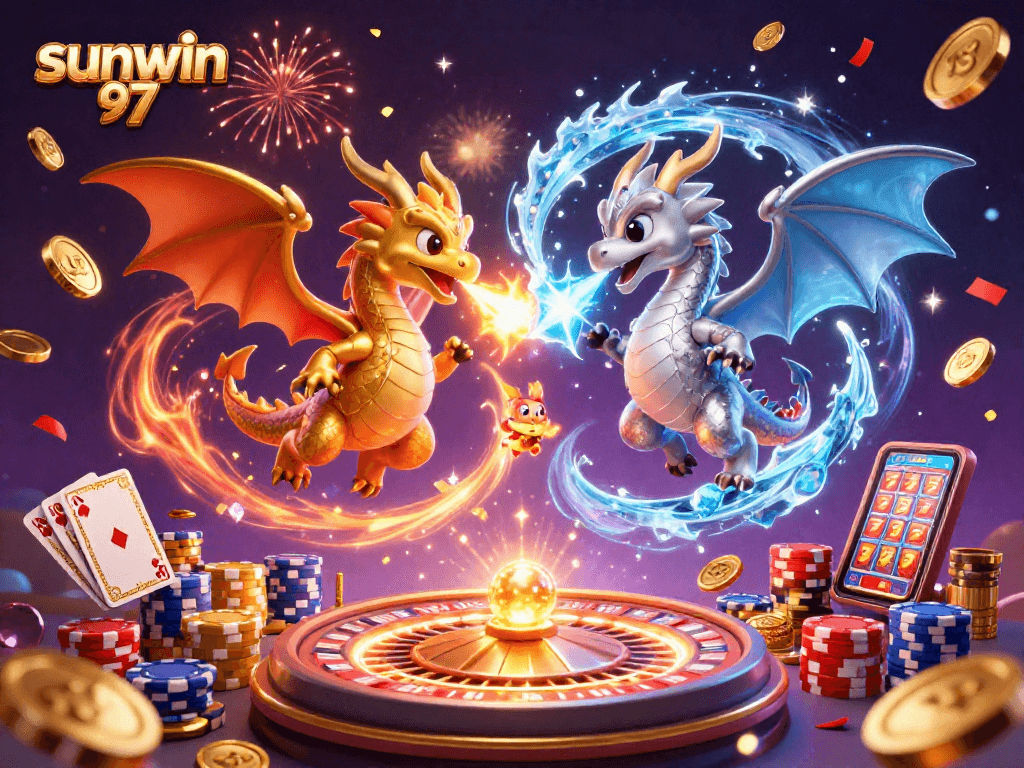 Experience thrilling moments with sunwin 97 as gold and silver dragons showcase casino excitement.