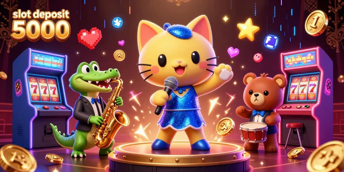 Play the slot deposit 5000 game with vibrant 3D characters and rich casino elements.