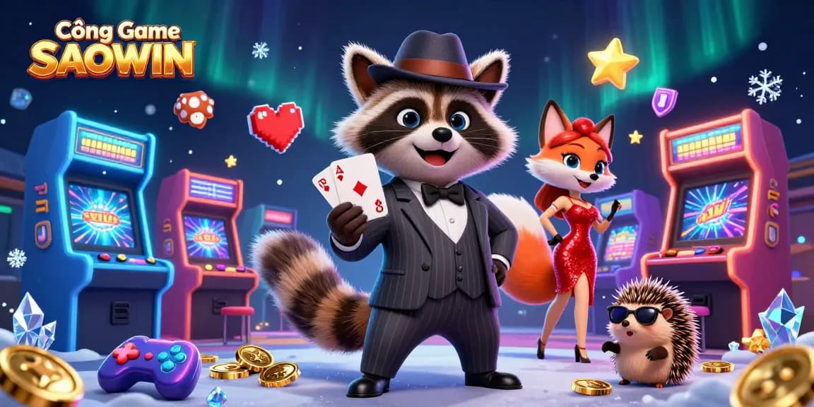 Experience the thrill at Cổng Game SAOWIN with exciting characters and vibrant casino elements.