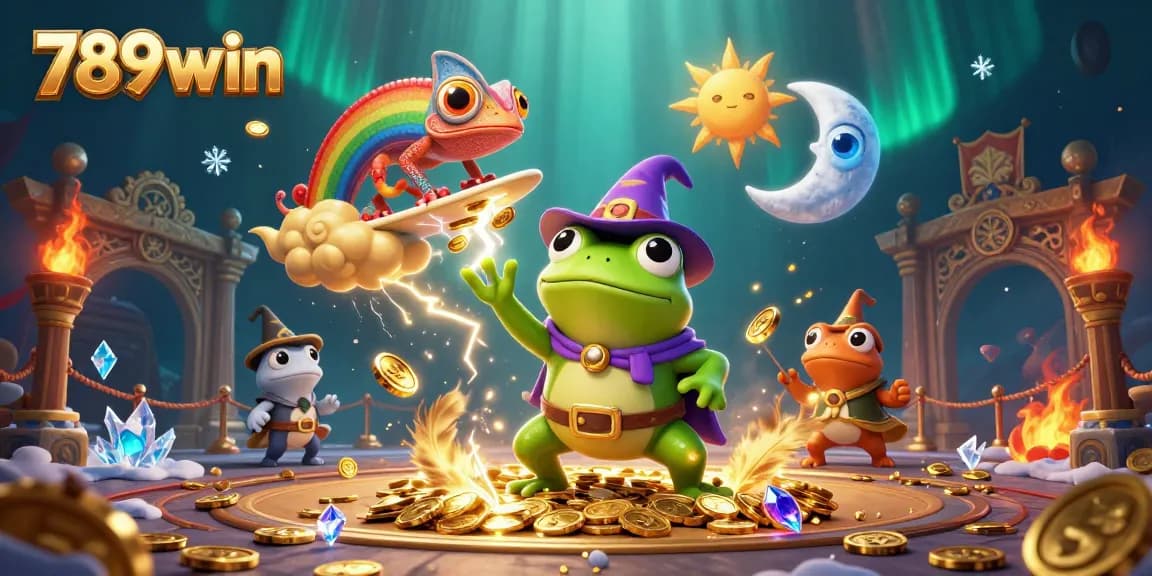 Experience thrilling action at 789win with golden coins and vibrant game elements in dynamic casino illustration.