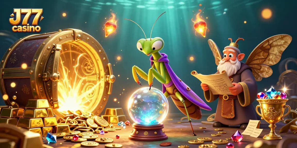 Experience the magic at J77 casino with vibrant fortune teller and treasures lighting the scene