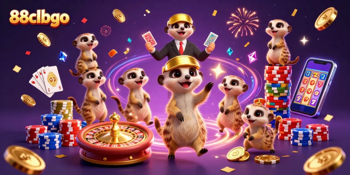 Experience the thrilling atmosphere of 88clbgo with a vibrant meerkat casino illustration showcasing excitement and action.