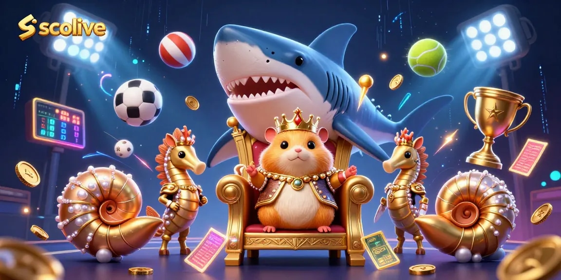 Socolive sports action featuring dynamic football and basketball elements in a vibrant 3D scene with glowing effects