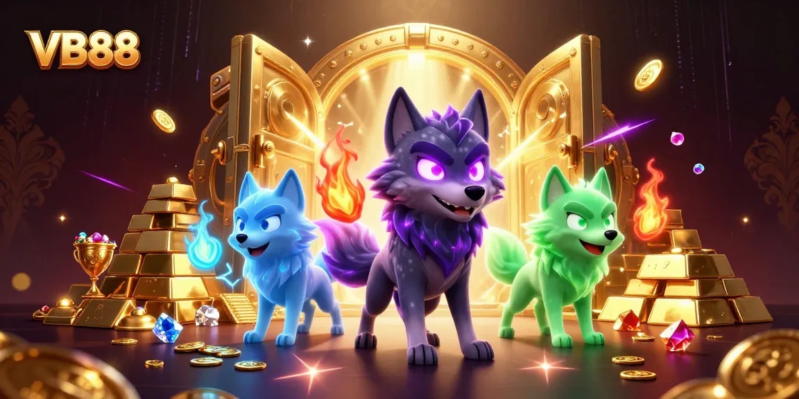 Experience thrilling wins at VB88, featuring a dynamic casino scene with vibrant 3D elements and action.