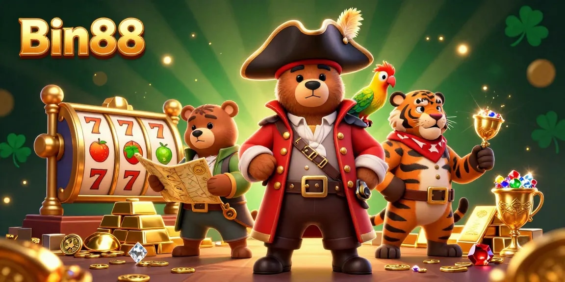 Experience thrilling wins with Bin88's exciting slot games featuring golden treasures and vibrant characters.