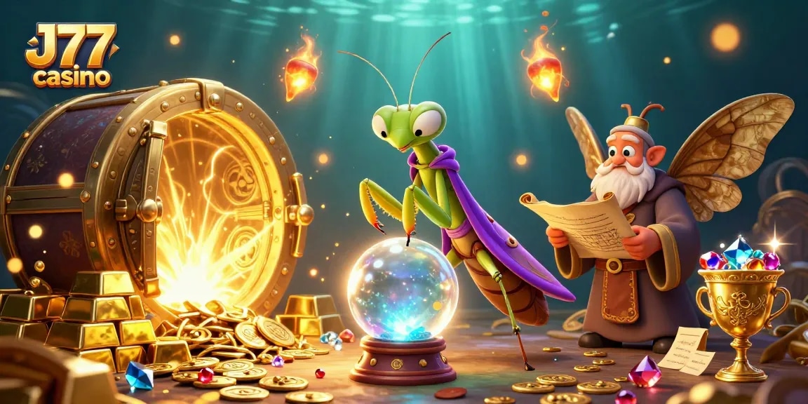 Experience the magic at J77 casino with vibrant fortune teller and treasures lighting the scene