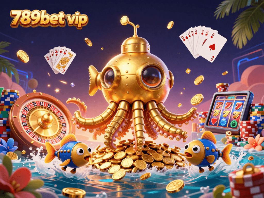 Experience thrilling moments with 789bet vip in this vibrant 3D casino-themed illustration.