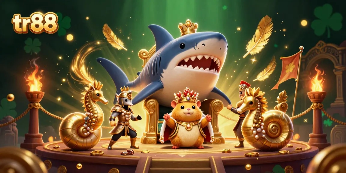 Experience thrilling wins at tr88 with a royal hamster king amidst dynamic casino elements.