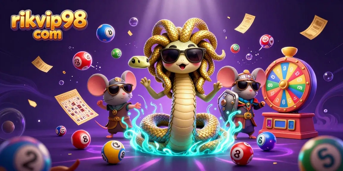 Engage with the lively gaming scene at rikvip98 com featuring vibrant lottery elements and characters.