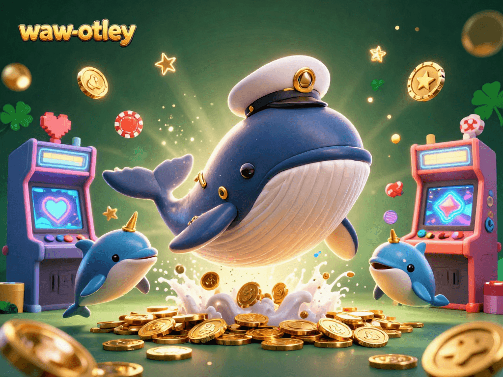 waw-otley showcases a vibrant casino scene with a whale captain among coins, enriching gaming experience.