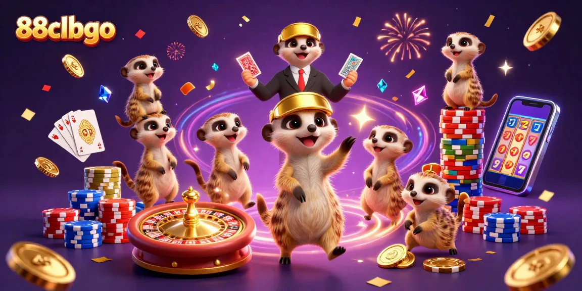 Experience the thrilling atmosphere of 88clbgo with a vibrant meerkat casino illustration showcasing excitement and action.