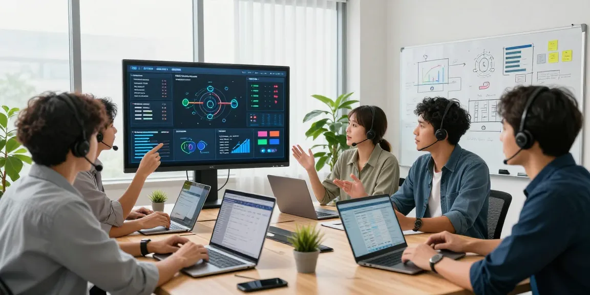 Collaborative team discussing small business IT support strategies in a modern office.
