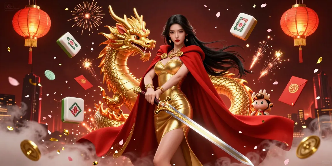 Experience ดูหนังออนไลน์ฟรี with the stunning warrior queen in a vibrant casino setting, symbolizing luck and immersion.
