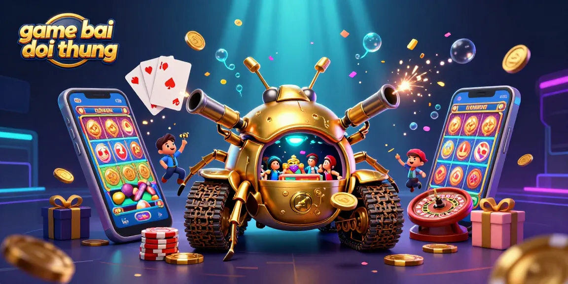Experience the thrill of game bai doi thuong with golden casino elements and vibrant mobile gaming visuals.