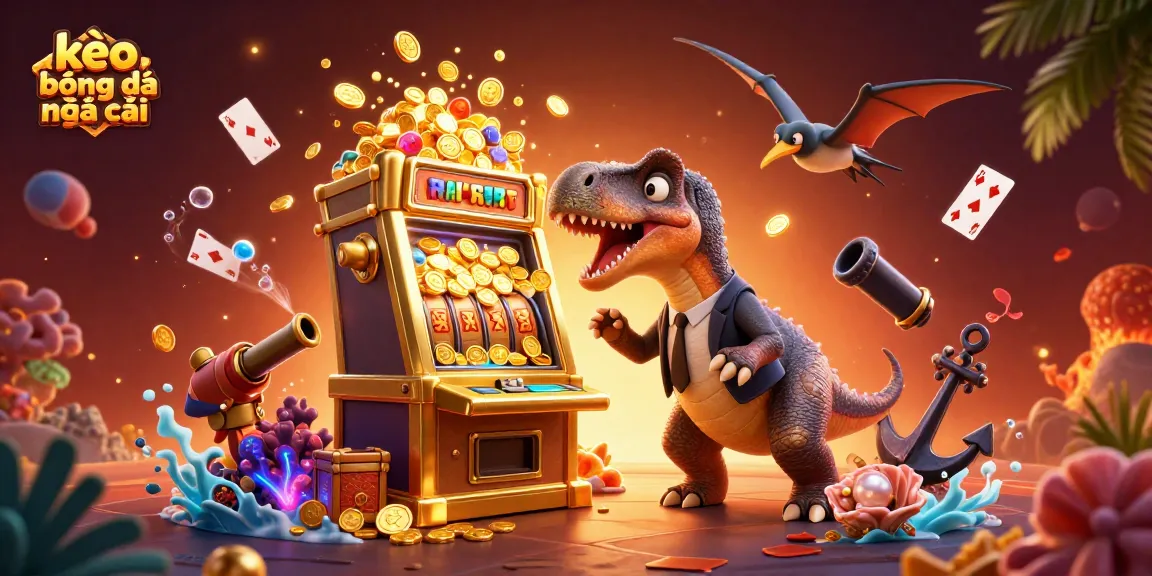 Engage in thrilling bets with kèo bóng đá nhà cái as a pachycephalosaurus wins big at a slot machine.