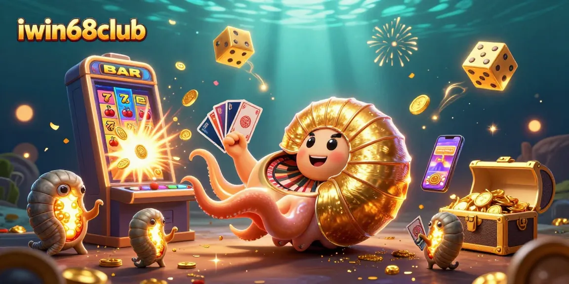 Experience exciting gaming at iwin68club with a vibrant 3D casino scene filled with slots and roulette elements.