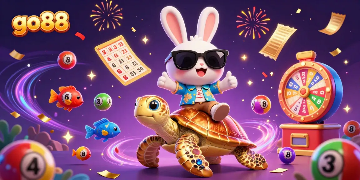 Experience the thrilling go88 jackpot excitement with the lucky rabbit and sea turtle in a vibrant casino atmosphere.