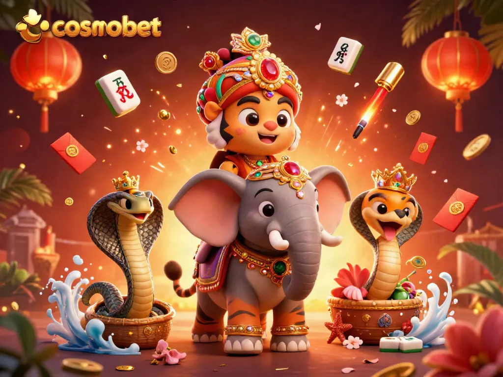 Experience the thrill of cosmobet with a vibrant 3D casino scene featuring unique characters and gaming elements.