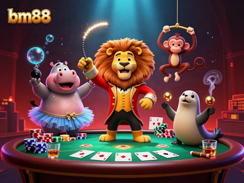 Experience exhilarating gameplay at bm88, illustrated with a vibrant casino scene featuring engaging characters and poker elements.