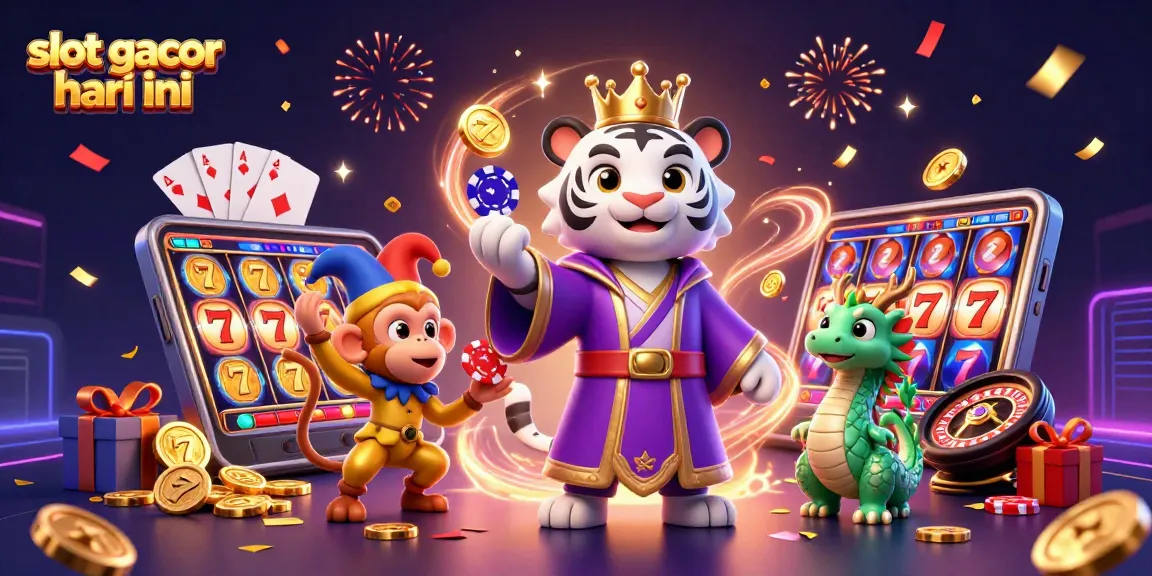 Experience slot gacor hari ini with stunning 3D illustration of lucky characters and dynamic gaming elements.