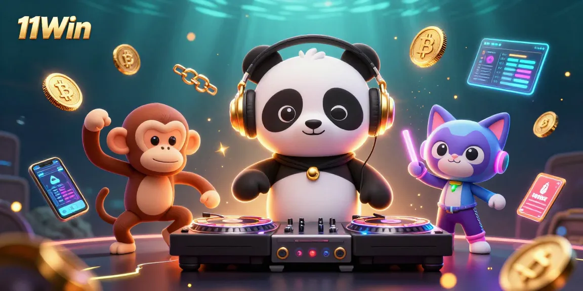 Join the excitement at 11Win with vibrant characters spinning roulette and dancing in a dynamic casino scene.