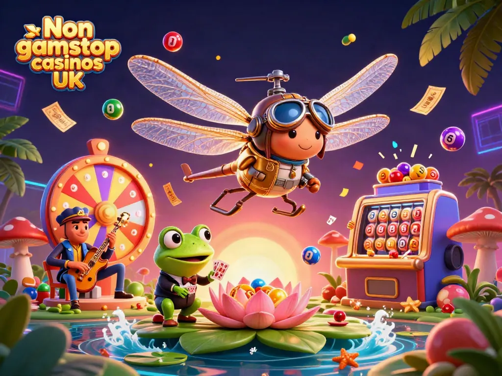 Engage with Non gamstop casinos UK through vivid, dynamic casino-themed illustration.