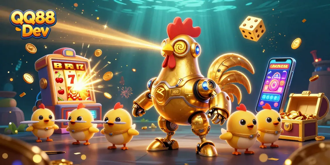 Experience thrilling gaming moments at QQ88 Dev with golden jackpot animations and animated characters!