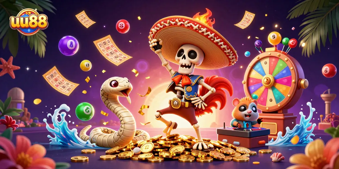 Experience thrilling games with uu88, featuring a vibrant casino illustration showcasing excitement and dynamic gaming elements.