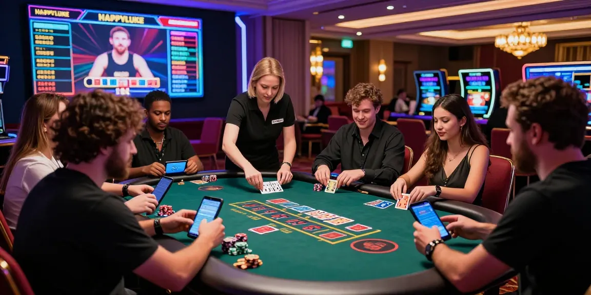 Happyluke online casino Baccarat game with enthusiastic players and live dealers.