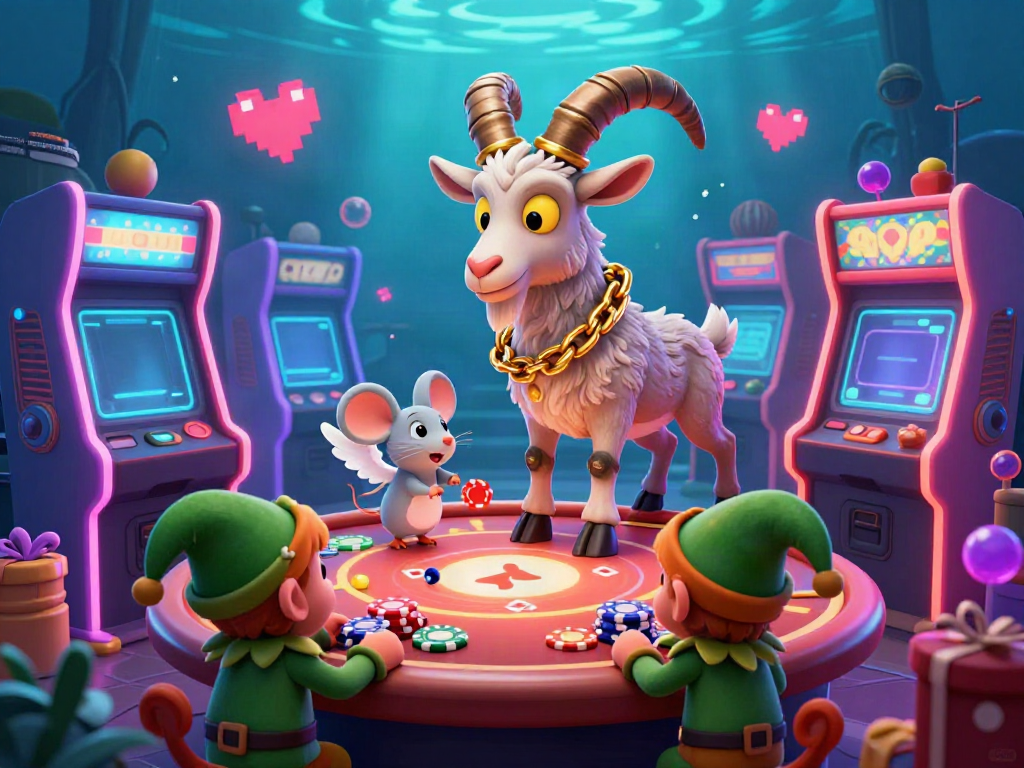 Experience the excitement of sunwin trang chính with a chaotic but festive casino scene featuring lively characters.