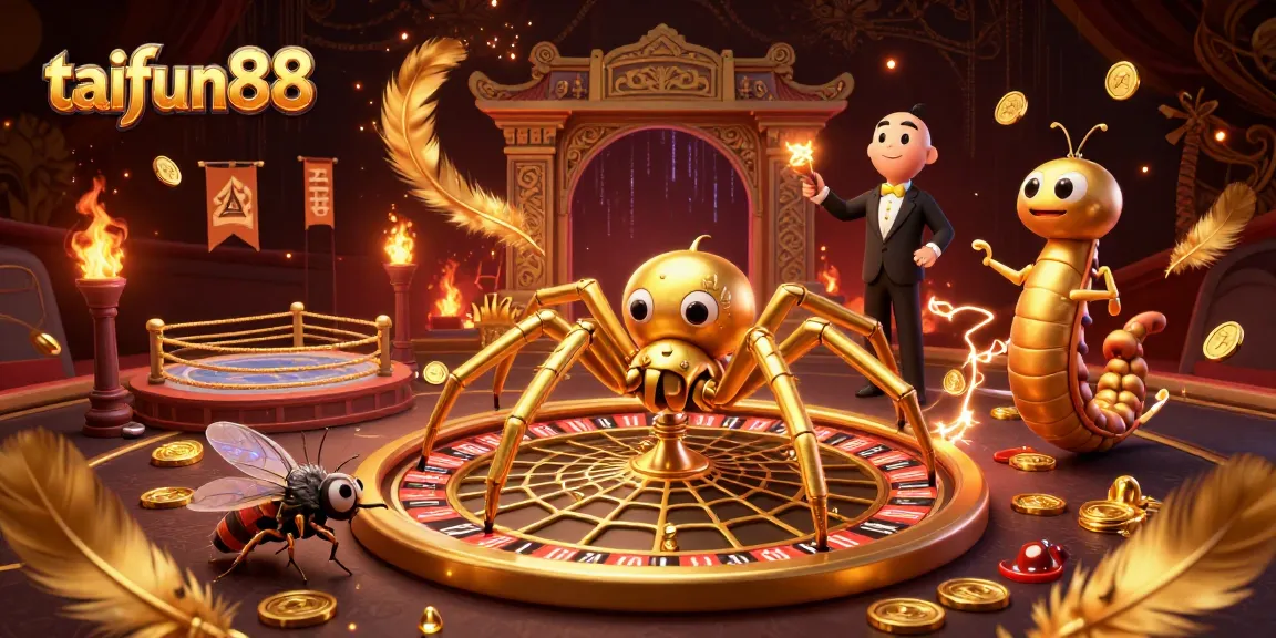 Engage with taifun88's thrilling roulette scene, featuring a unique golden spider and centipede croupier.
