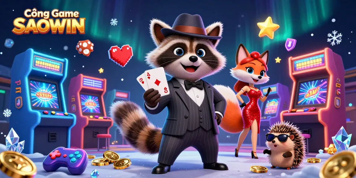 Experience the thrill at Cổng Game SAOWIN with exciting characters and vibrant casino elements.