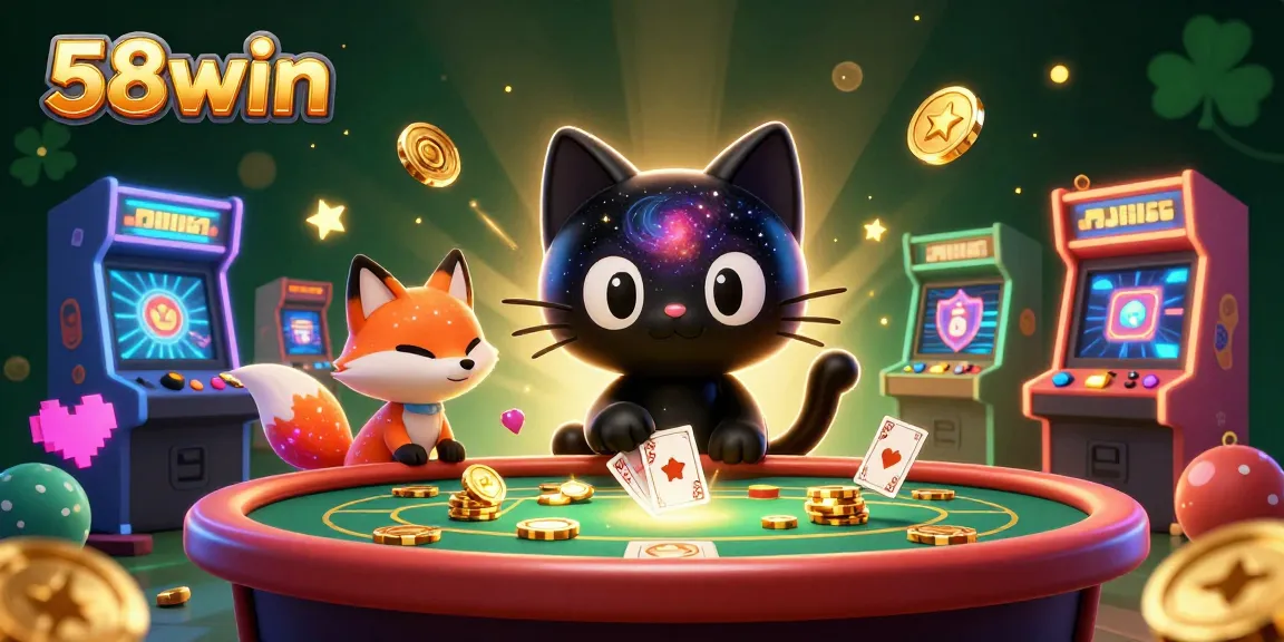 Win big at 58win's cosmic casino with playful characters and vibrant gaming elements.