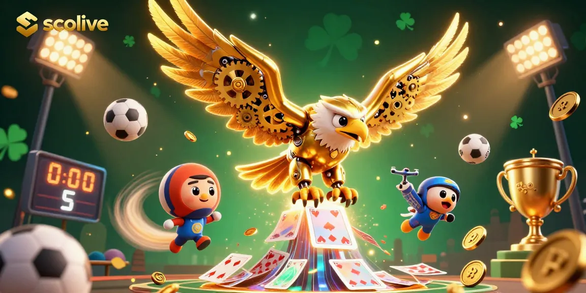Socolive showcases betting excitement with a dynamic illustration of sports balls and a golden eagle in action.