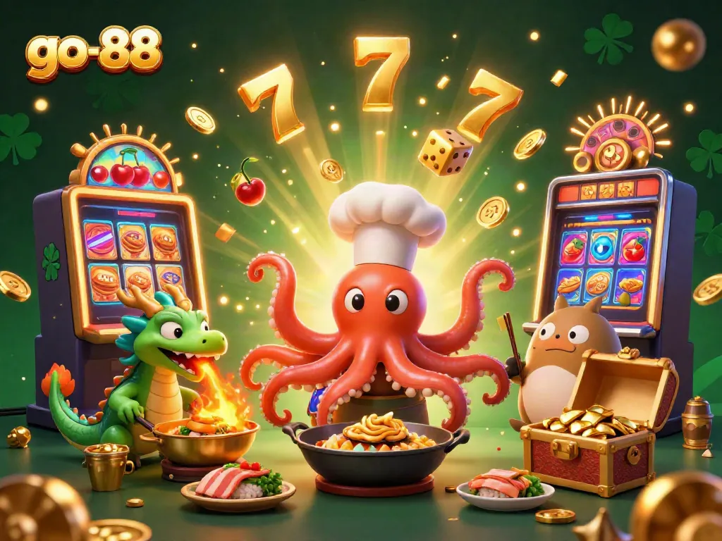 Experience thrilling gaming at go-88 with dynamic cartoon characters amid vibrant casino action.