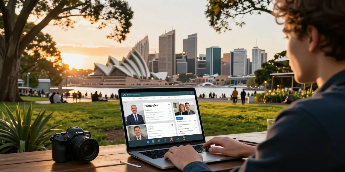 Airbnb management team in Sydney conducting a consultation amidst the vibrant cityscape.