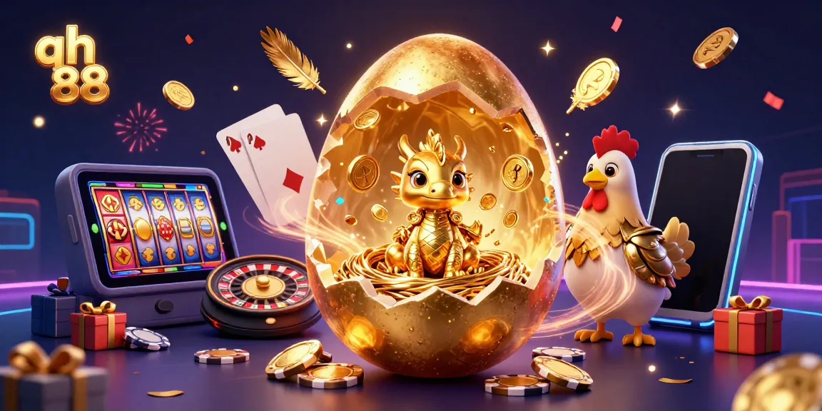 Engage with qh 88, featuring a cartoon dragon and golden casino elements in a vibrant scene.