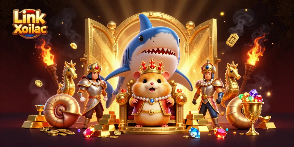 Win with Link Xoilac: Exciting gaming scene filled with treasure and casino elements.
