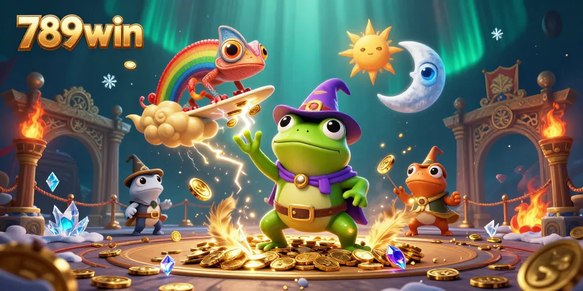 Experience thrilling action at 789win with golden coins and vibrant game elements in dynamic casino illustration.