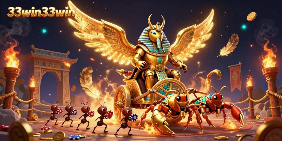 Experience 33win33win's vibrant casino world with golden characters and thrilling elements.