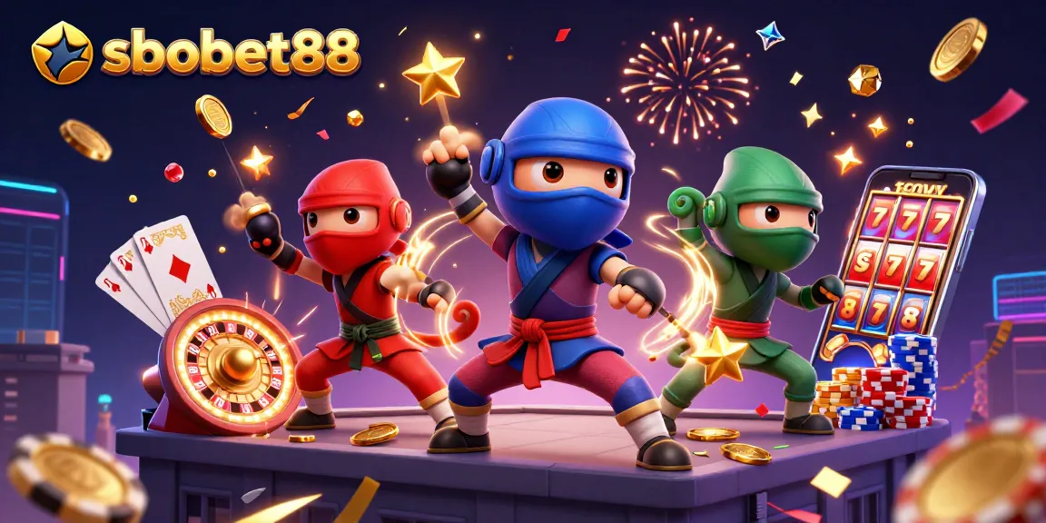 Experience thrilling action with sbobet88 as ninja chameleon characters unleash a winning strategy in a vibrant casino.