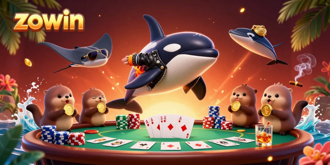 Experience action with zowin in a vibrant casino scene filled with characters from the deep.