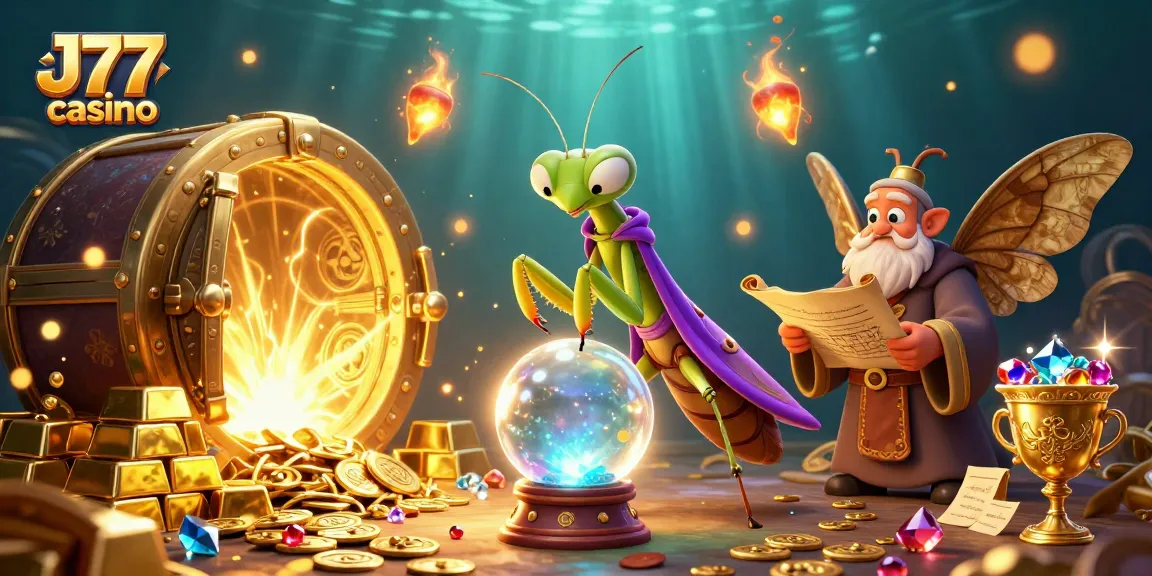 Experience the magic at J77 casino with vibrant fortune teller and treasures lighting the scene