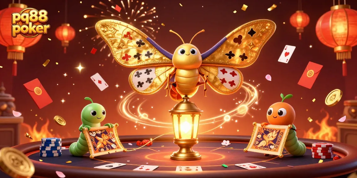 Join the fun at pq88 poker with a vibrant 3D casino scene featuring lively poker games and festive decorations.