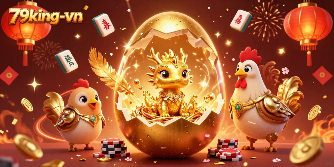 Experience excitement with 79king-vn's golden dragon revealing riches among vibrant casino symbols.