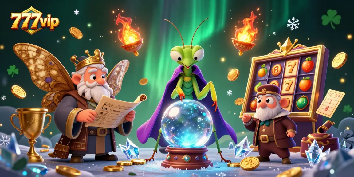 Engage with exciting 777vip slots featuring a mystical mantis fortune teller and dynamic game elements.