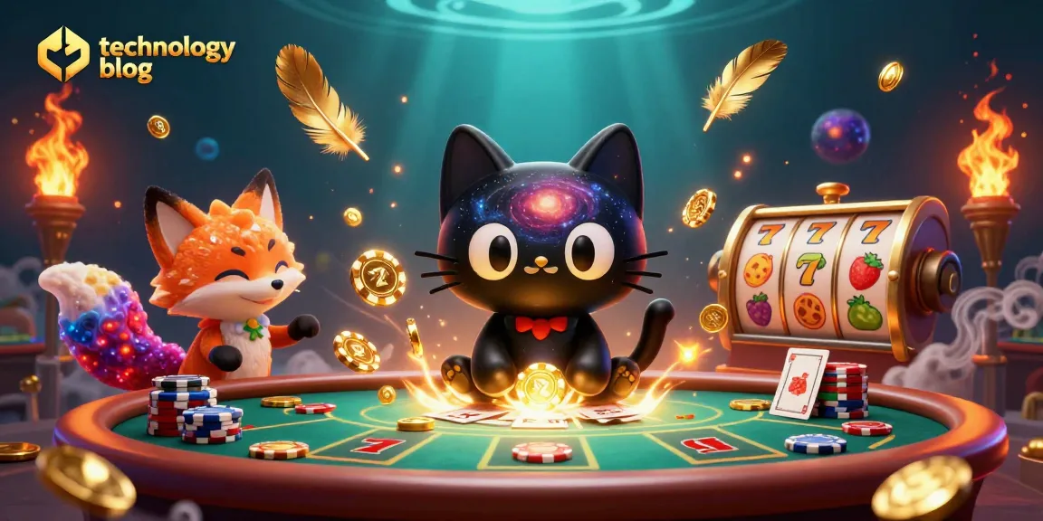 Engage with this vibrant technology blog illustration featuring a cosmic casino scene.