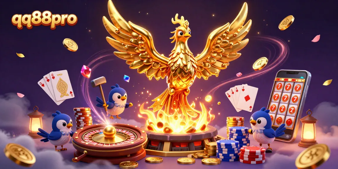 Experience the thrill of gaming at qq88pro with golden phoenix and casino elements igniting excitement.