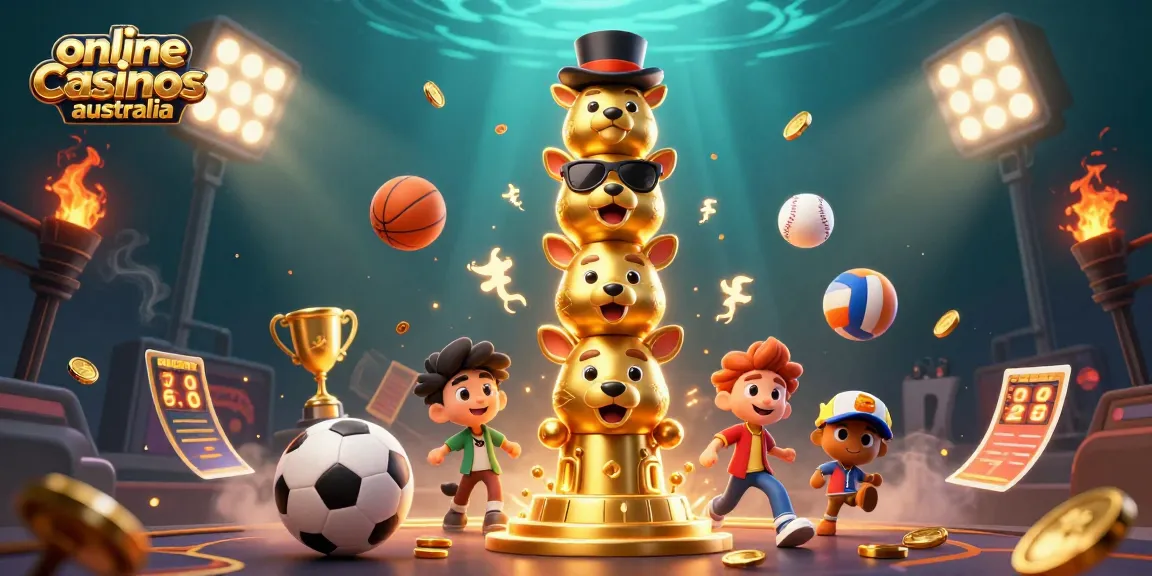 Engage in thrilling play at online casinos Australia, featuring dynamic sports elements and a captivating 3D illustration.